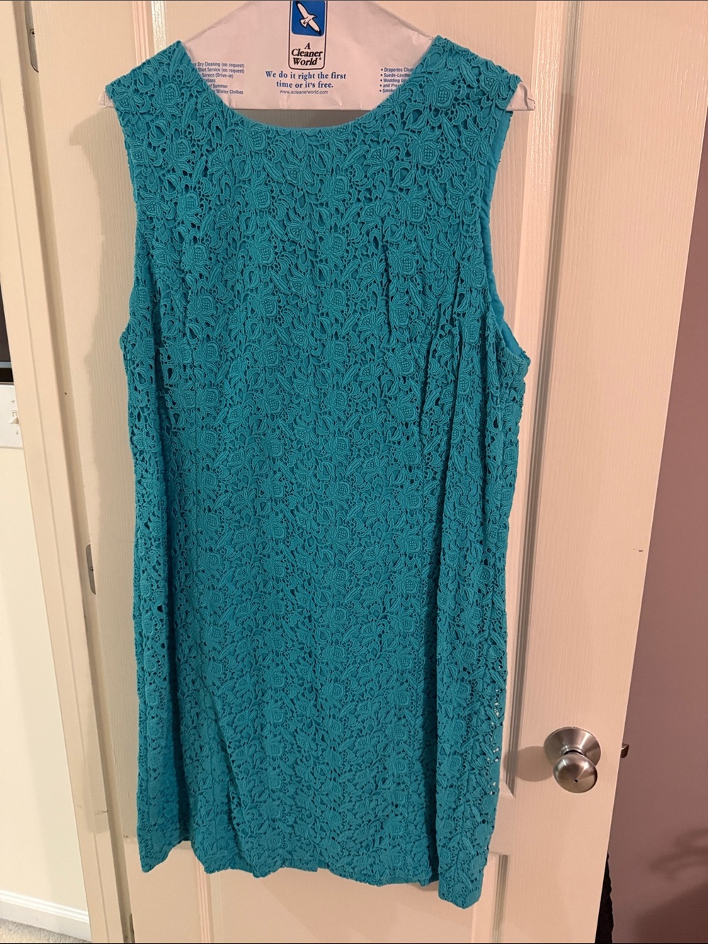 Talbots Sleeveless Teal Lace Shift Dress - Women - 22W